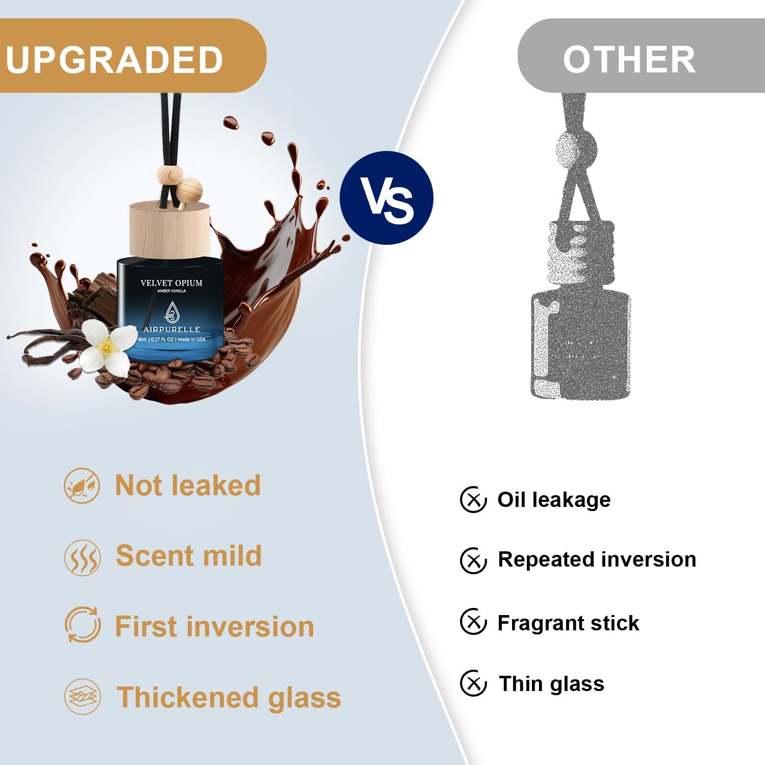 Amber Vanilla Hanging Car Air Freshener | Soft Amber & Warm Vanilla