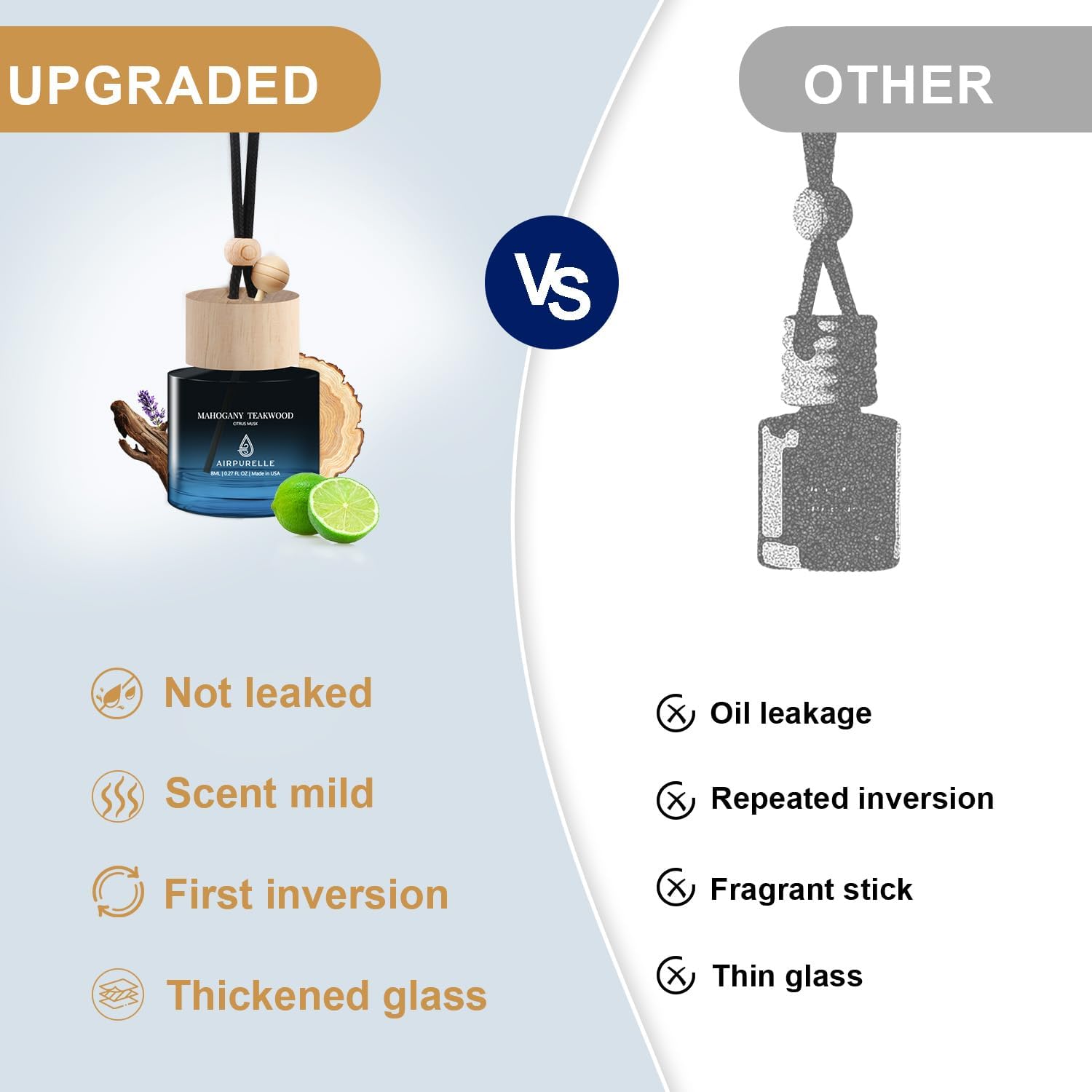 Mahogany Teakwood Hanging Car Air Freshener | Deep Wood & Musk