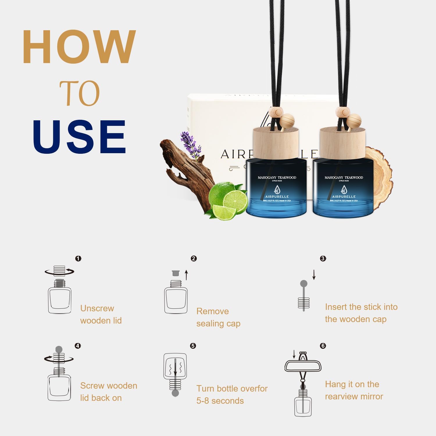 Mahogany Teakwood Hanging Car Air Freshener | Deep Wood & Musk