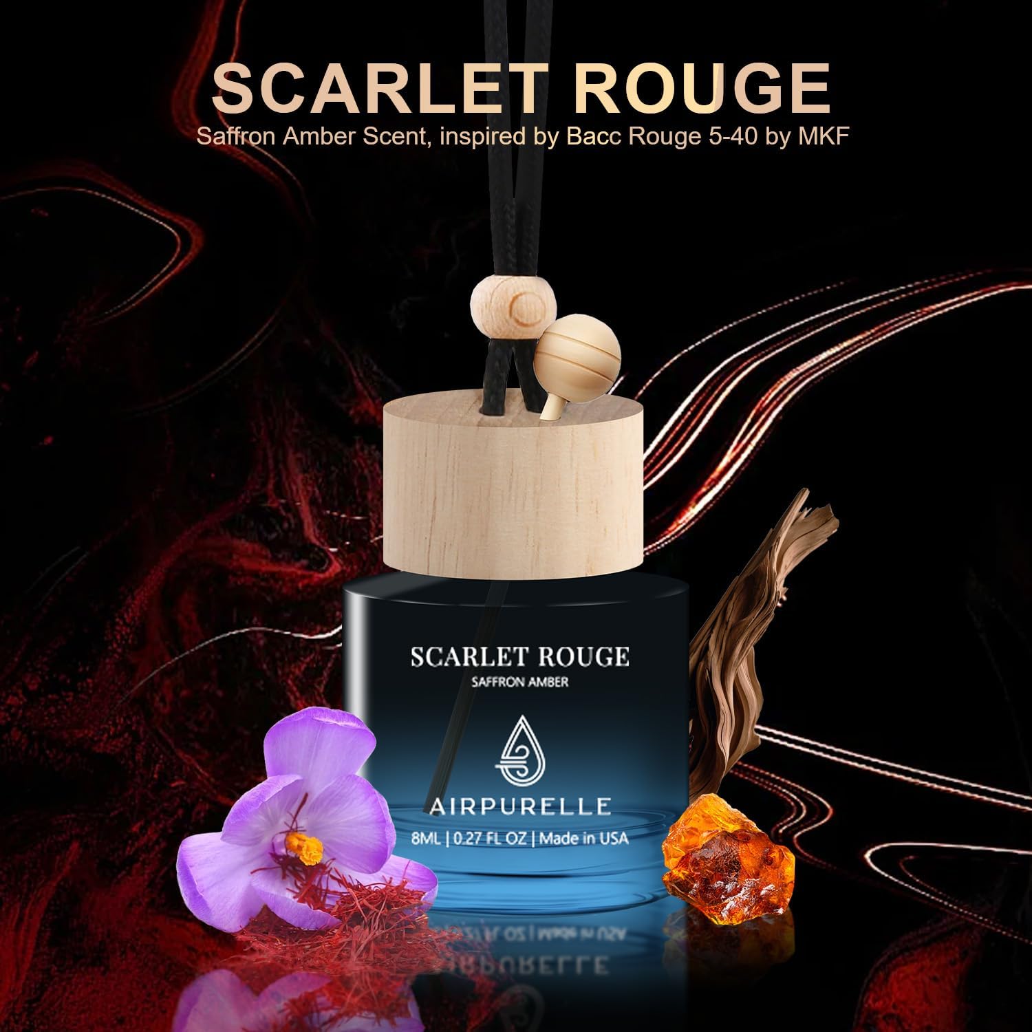 Saffron Amber Hanging Car Air Freshener | Bold & Sweet Aromatic Blend