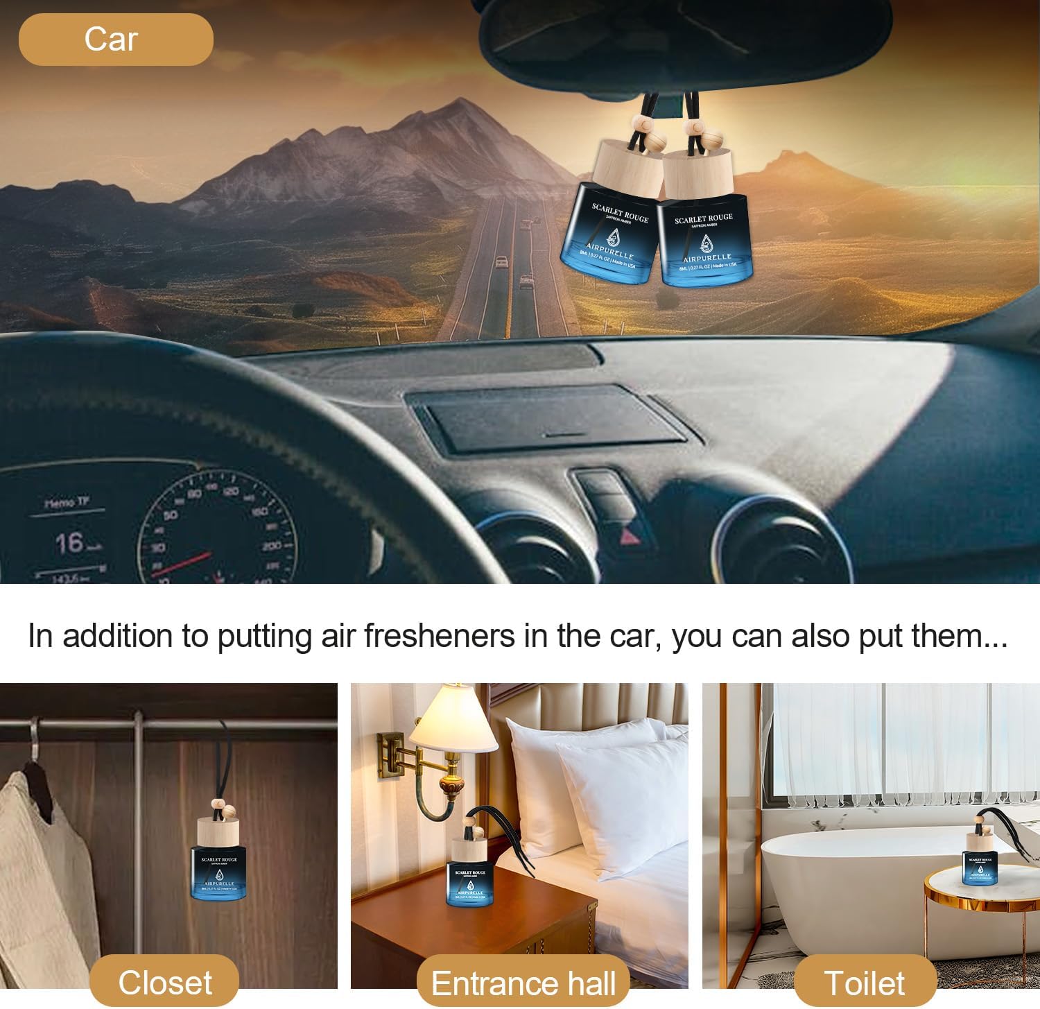 Saffron Amber Hanging Car Air Freshener | Bold & Sweet Aromatic Blend