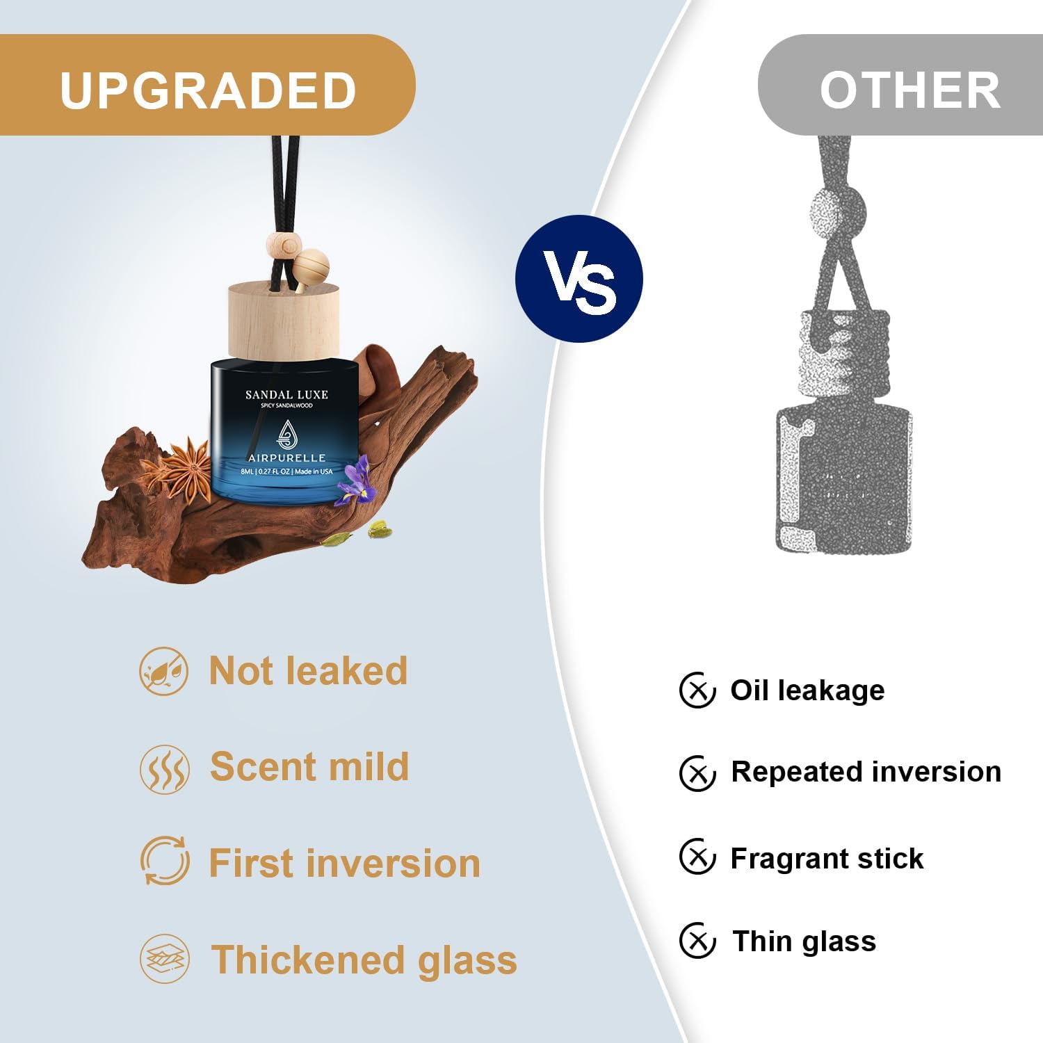 Spicy Sandalwood Hanging Car Air Freshener | Bold & Woody Earth