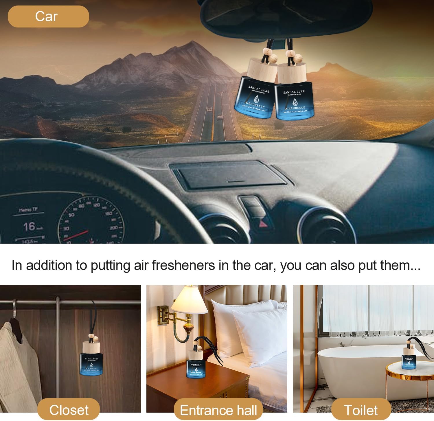 Spicy Sandalwood Hanging Car Air Freshener | Bold & Woody Earth