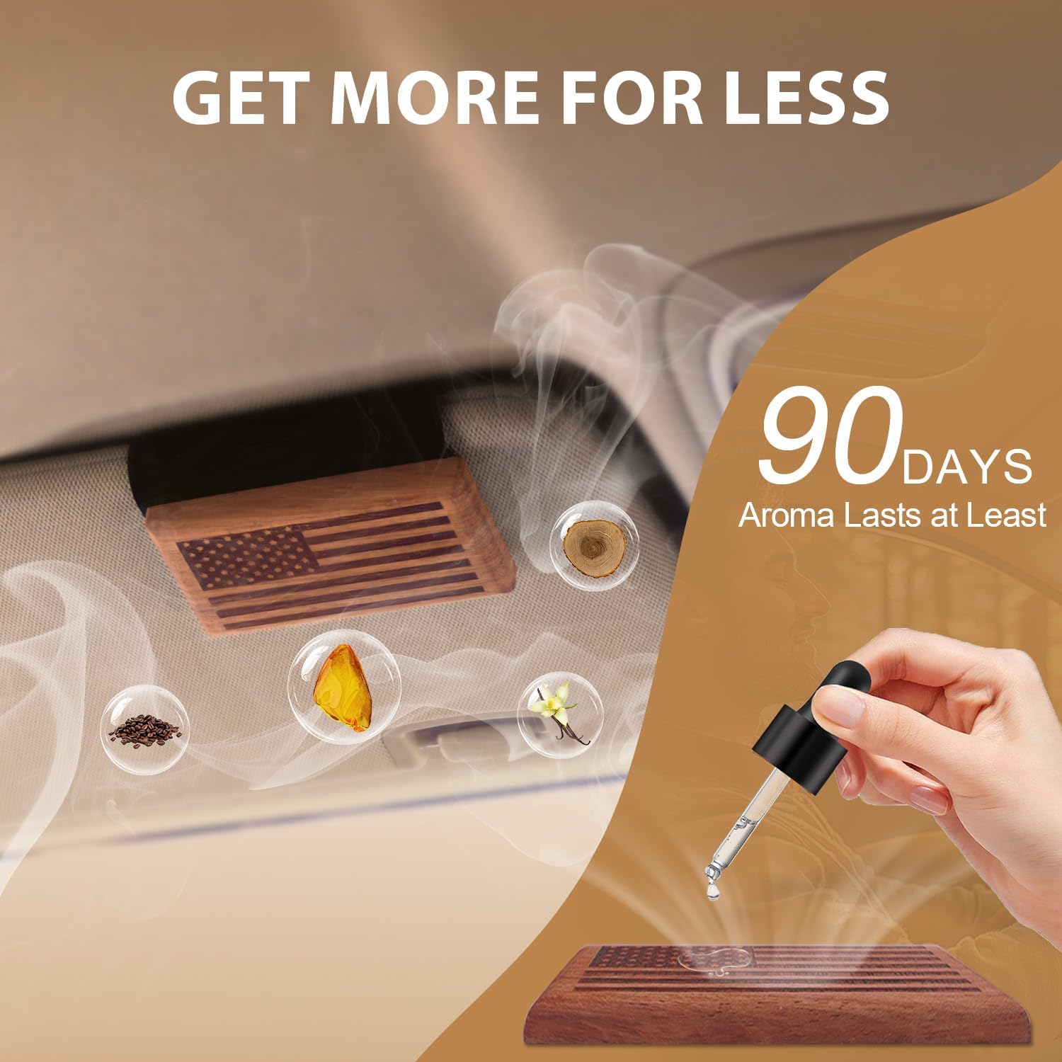 Amber Vanilla Wooden Car Air Freshener | Sweet & Warm Notes