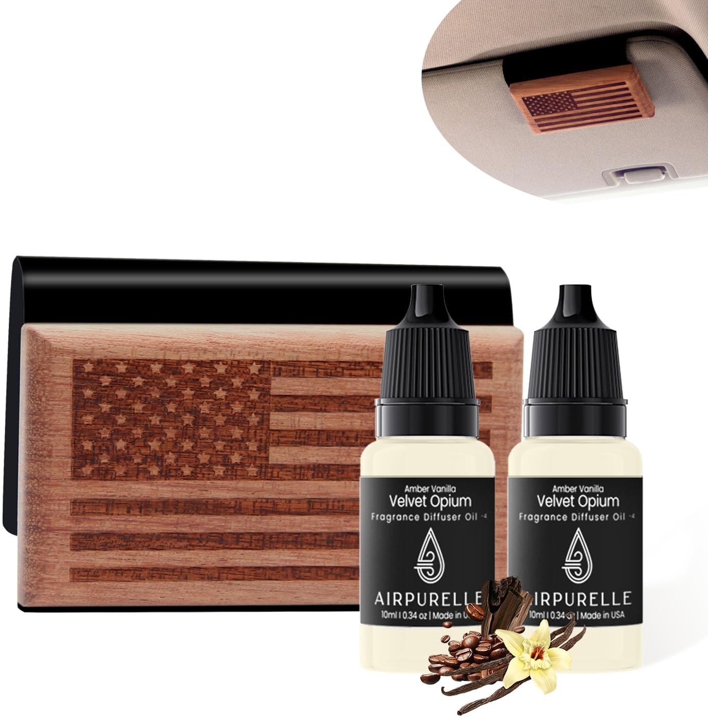 Amber Vanilla Wooden Car Air Freshener | Sweet & Warm Notes