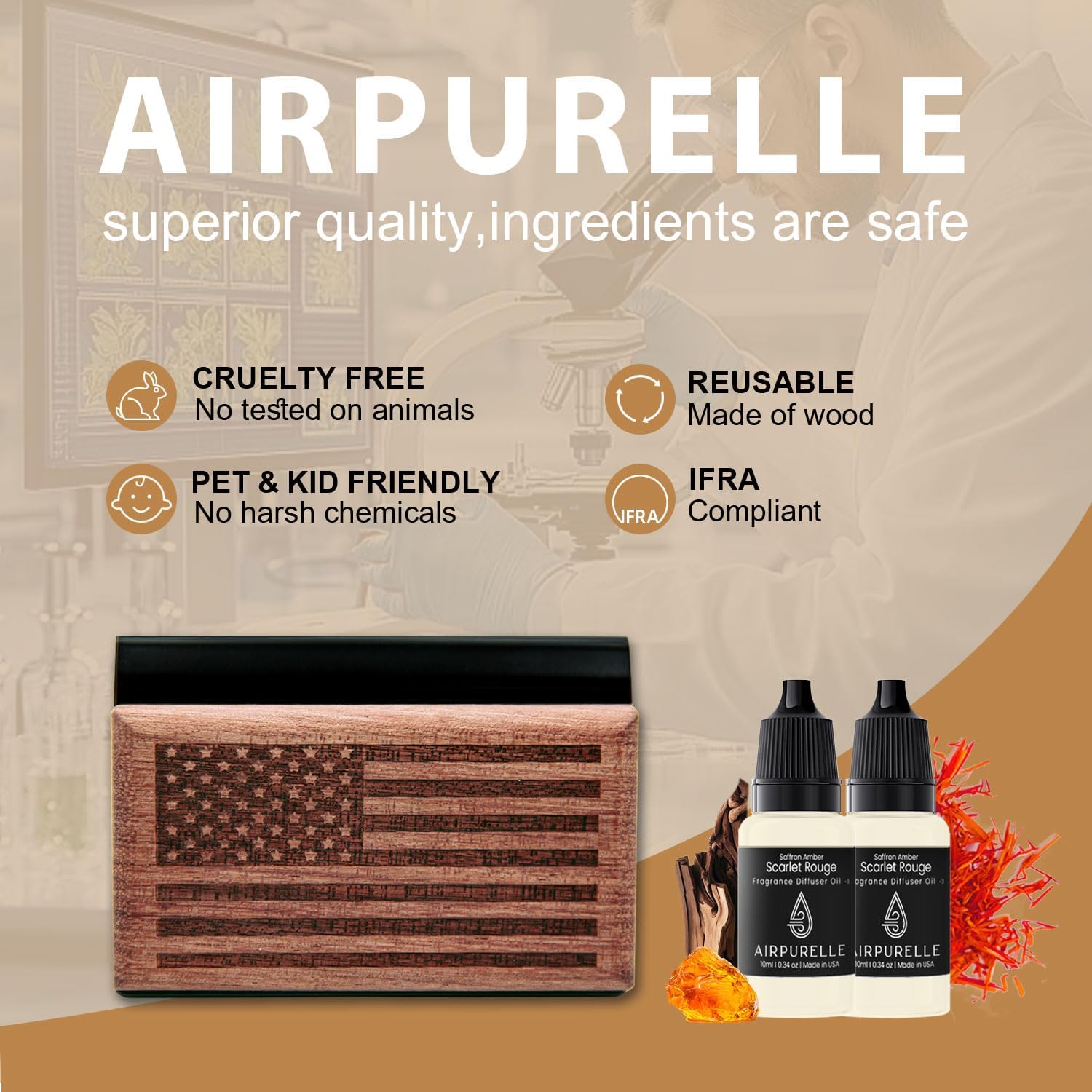 Saffron Amber Wooden Car Air Freshener | Bold & Sophisticated Scent