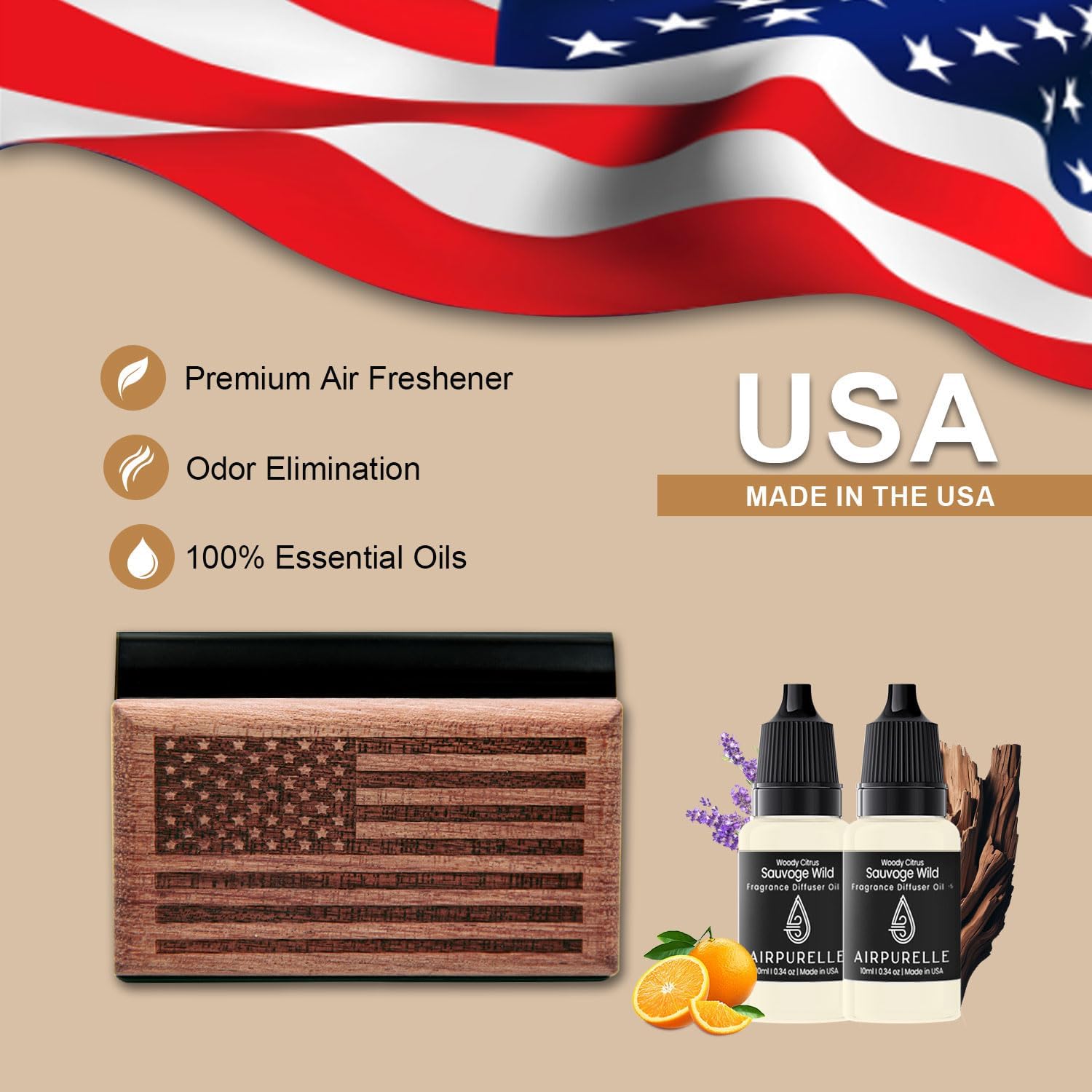 Woody Citrus Wooden Car Air Freshener | Inspired by Sauvage